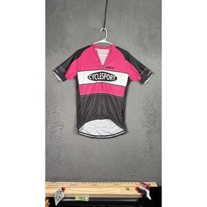 Louis Garneau Cyclesport Cycling Jersey Large Pink Black Short‎ Sleeve USA Made